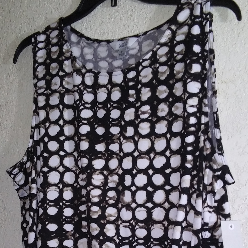 Croft & Barrow, blk/wht/brwn, dress, blouse, XL